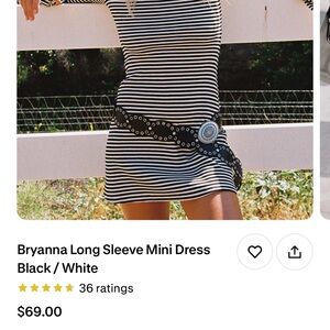 Princess Polly Black and White Striped Long Sleeve Dress